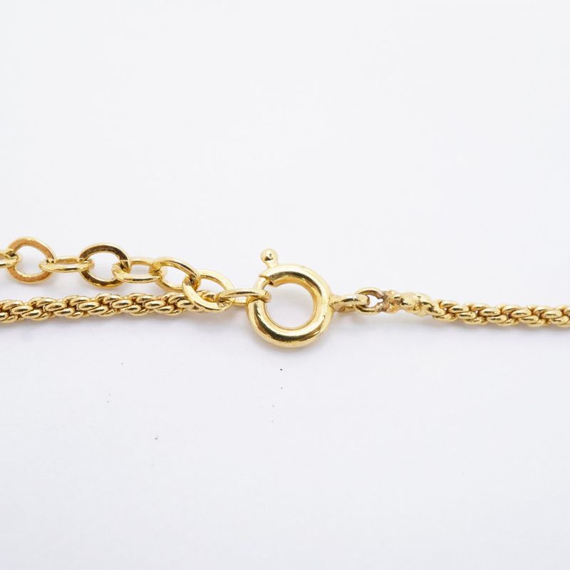 Christian Dior Necklace Dior Logo Heart Motif GP Plated Rhinestone Gold Ladies