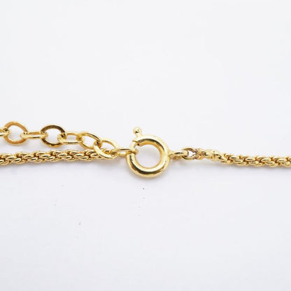 Christian Dior Necklace Dior Logo Heart Motif GP Plated Rhinestone Gold Ladies