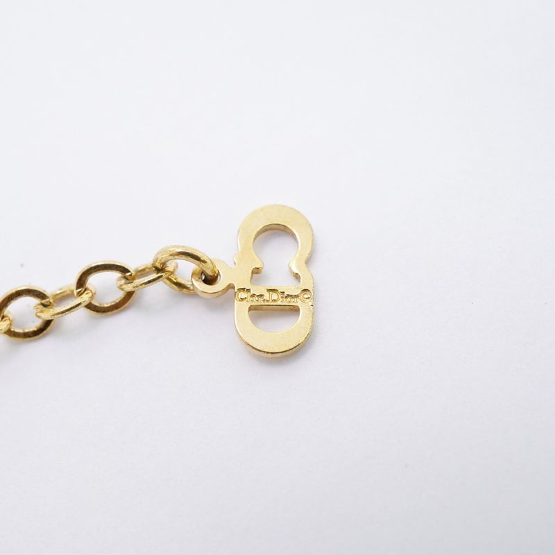 Christian Dior Necklace CD Logo GP Plated Gold Ladies