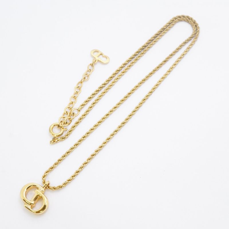 Christian Dior Necklace CD Logo GP Plated Gold Ladies