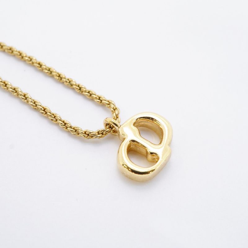 Christian Dior Necklace CD Logo GP Plated Gold Ladies