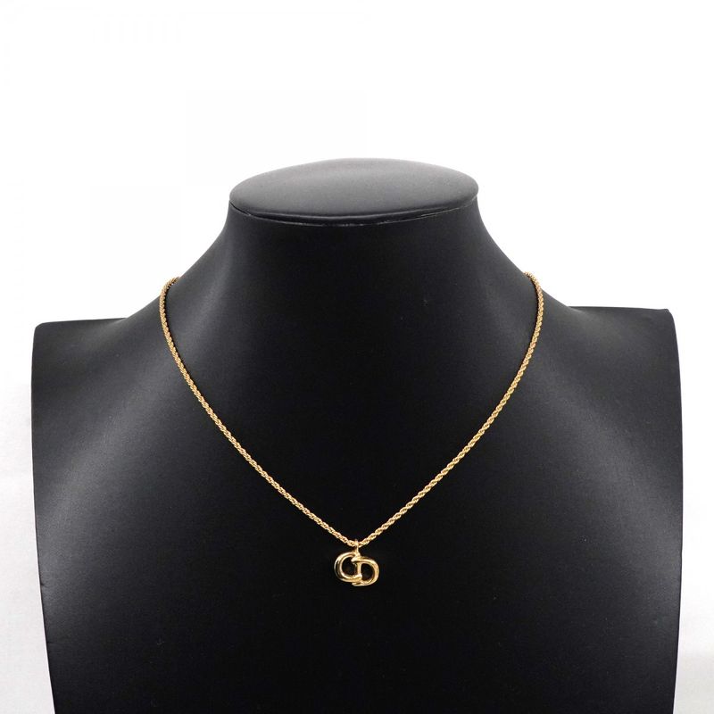 Christian Dior Necklace CD Logo GP Plated Gold Ladies