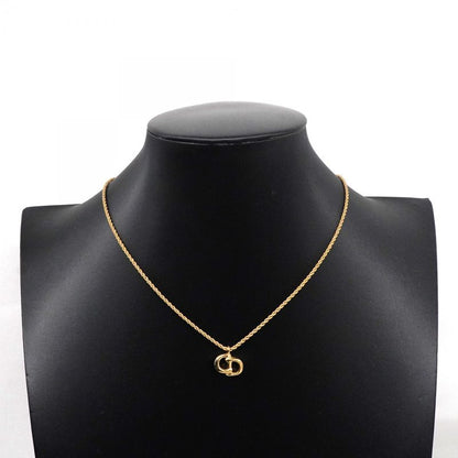 Christian Dior Necklace CD Logo GP Plated Gold Ladies