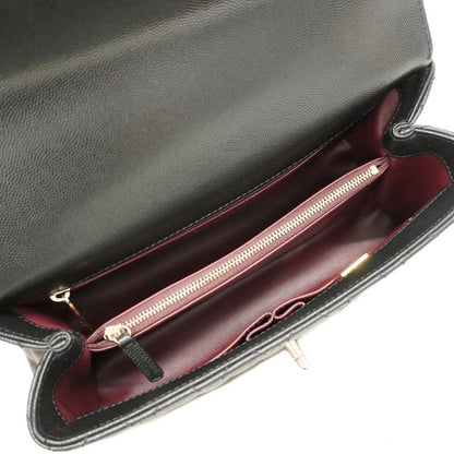 Chanel Handbag Matelasse Coco Handle Caviar Skin Black Gold Hardware 2way Bag