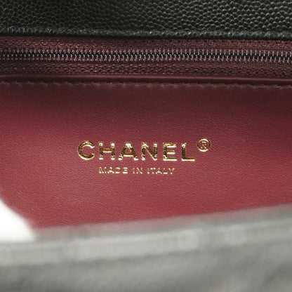 Chanel Handbag Matelasse Coco Handle Caviar Skin Black Gold Hardware 2way Bag