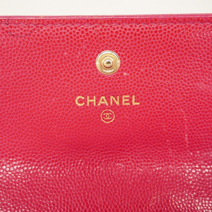 Chanel Long Wallet Camellia Caviar Skin Pink Gold Hardware Women