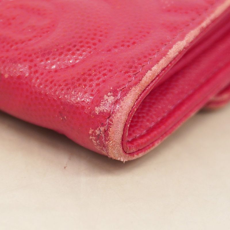 Chanel Long Wallet Camellia Caviar Skin Pink Gold Hardware Women