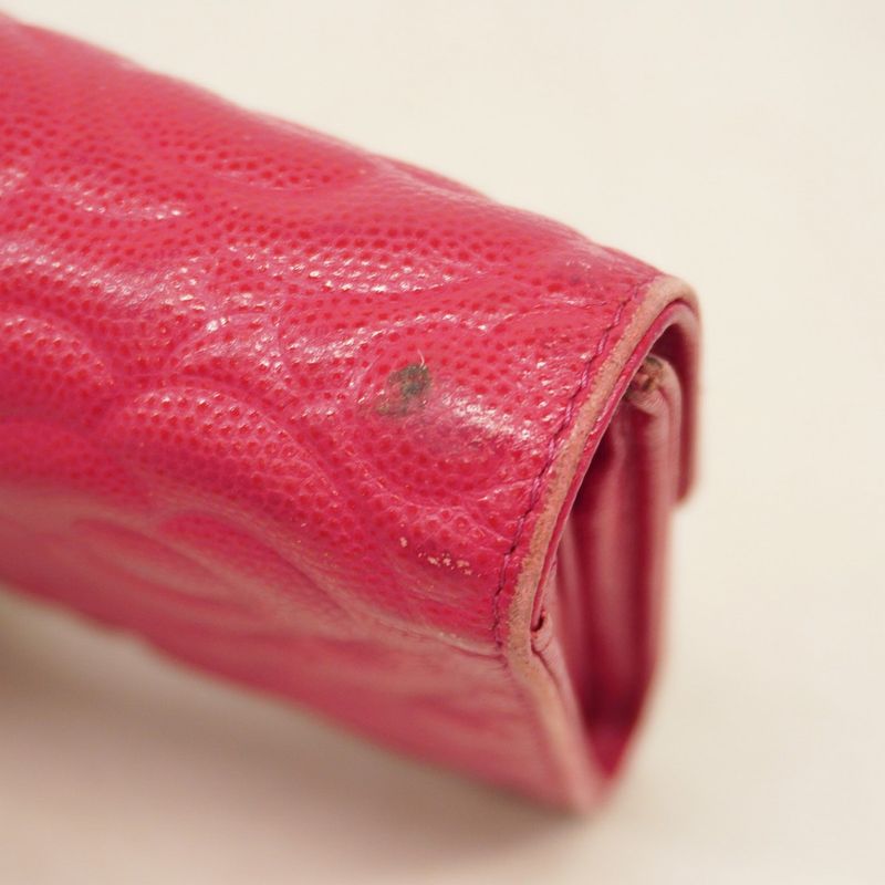 Chanel Long Wallet Camellia Caviar Skin Pink Gold Hardware Women