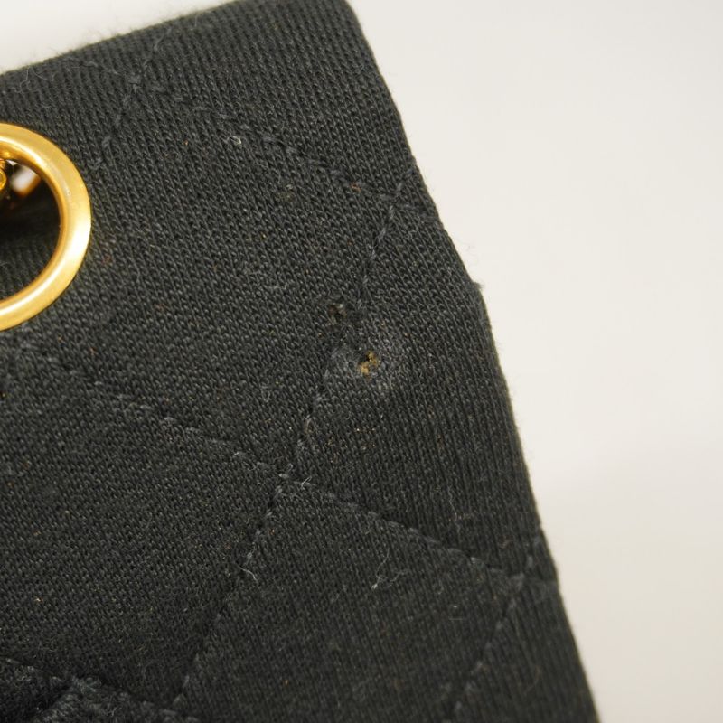 Chanel Shoulder Bag Matelasse Canvas Black Gold Hardware Women