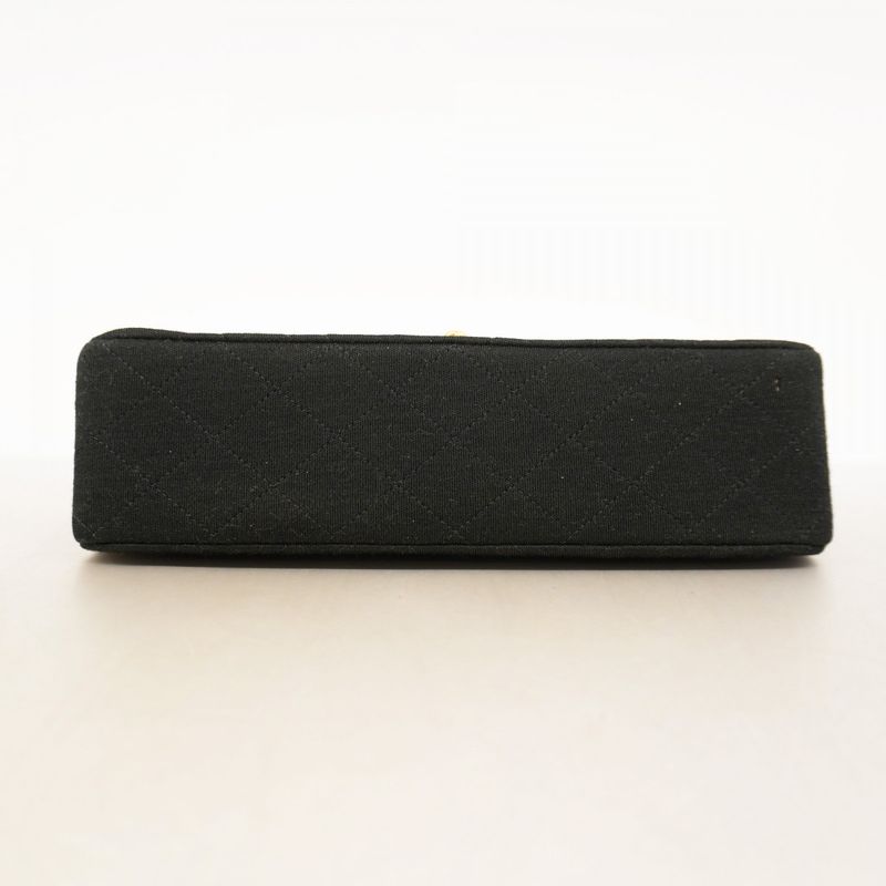 Chanel Shoulder Bag Matelasse Canvas Black Gold Hardware Women