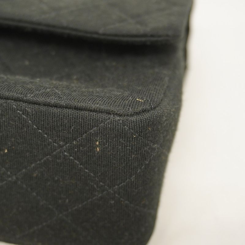 Chanel Shoulder Bag Matelasse Canvas Black Gold Hardware Women