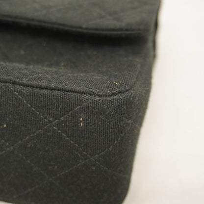 Chanel Shoulder Bag Matelasse Canvas Black Gold Hardware Women