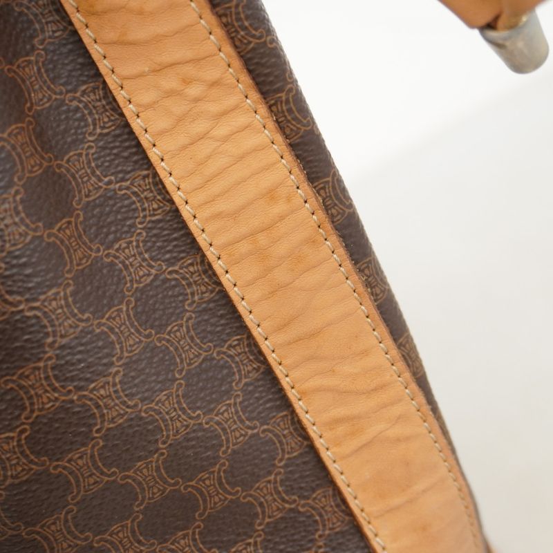 Celine Shoulder Bag Macadam PVC Brown Gold Hardware Women