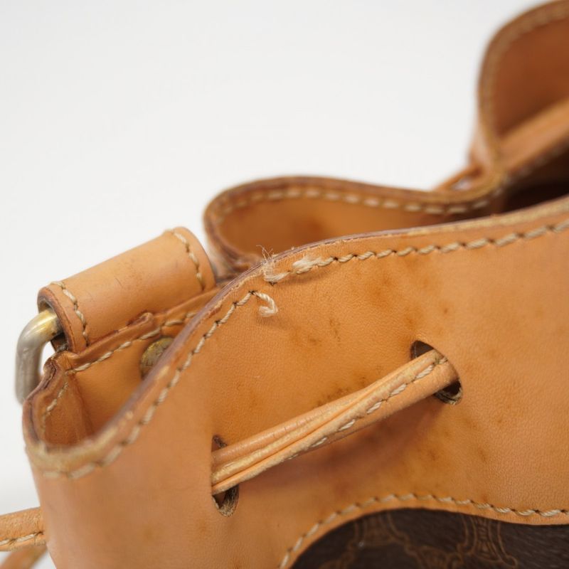 Celine Shoulder Bag Macadam PVC Brown Gold Hardware Women