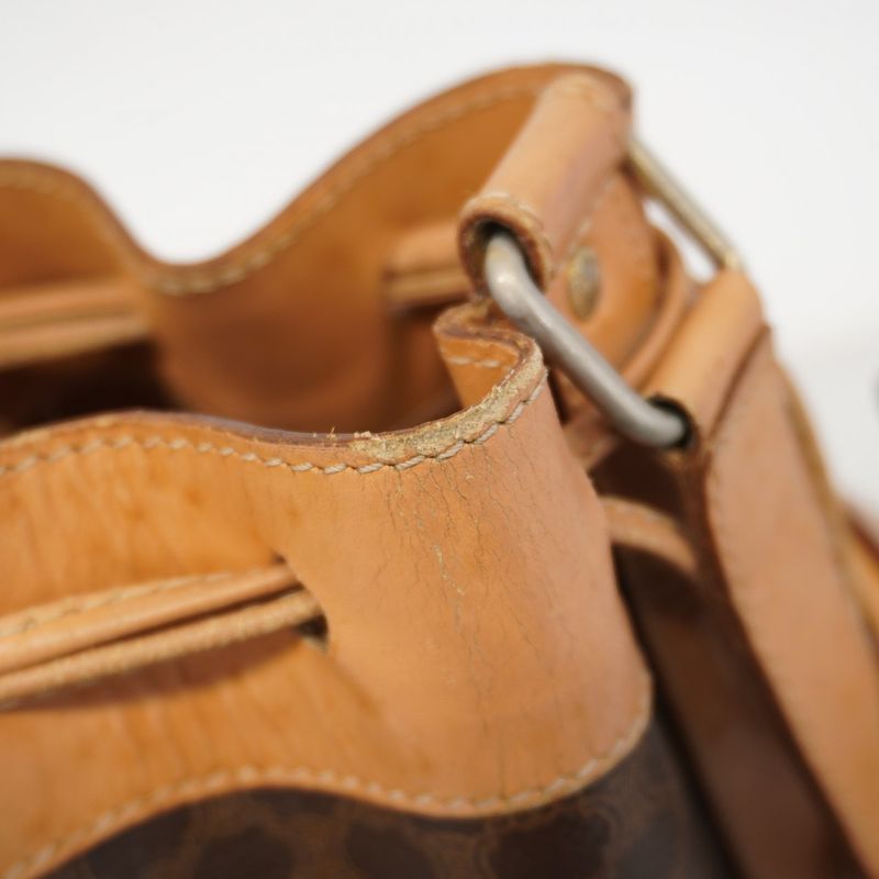 Celine Shoulder Bag Macadam PVC Brown Gold Hardware Women