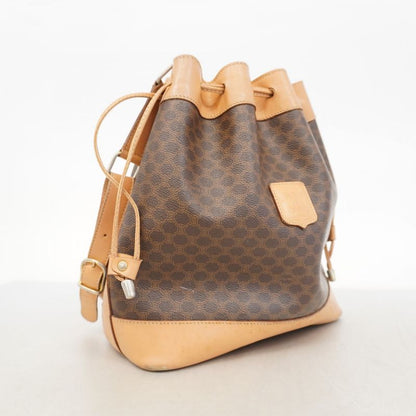 Celine Shoulder Bag Macadam PVC Brown Gold Hardware Women