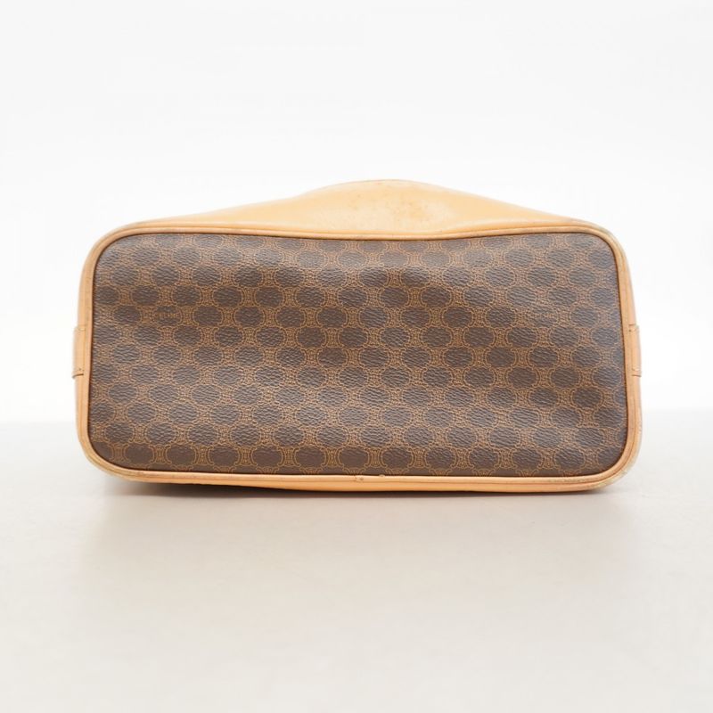 Celine Shoulder Bag Macadam PVC Brown Gold Hardware Women