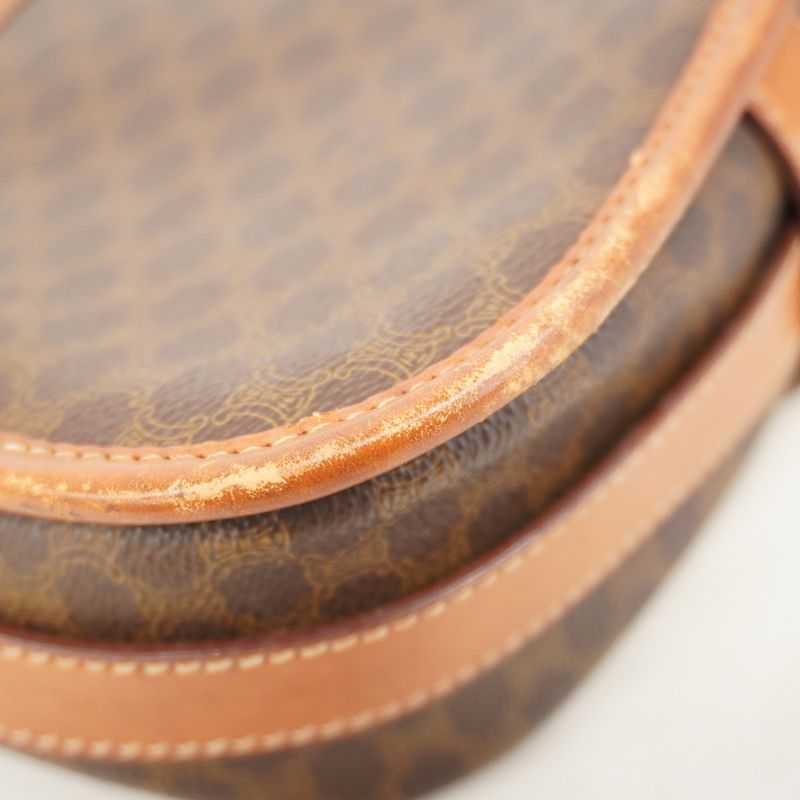 Celine Shoulder Bag Macadam PVC Brown Gold Hardware Women