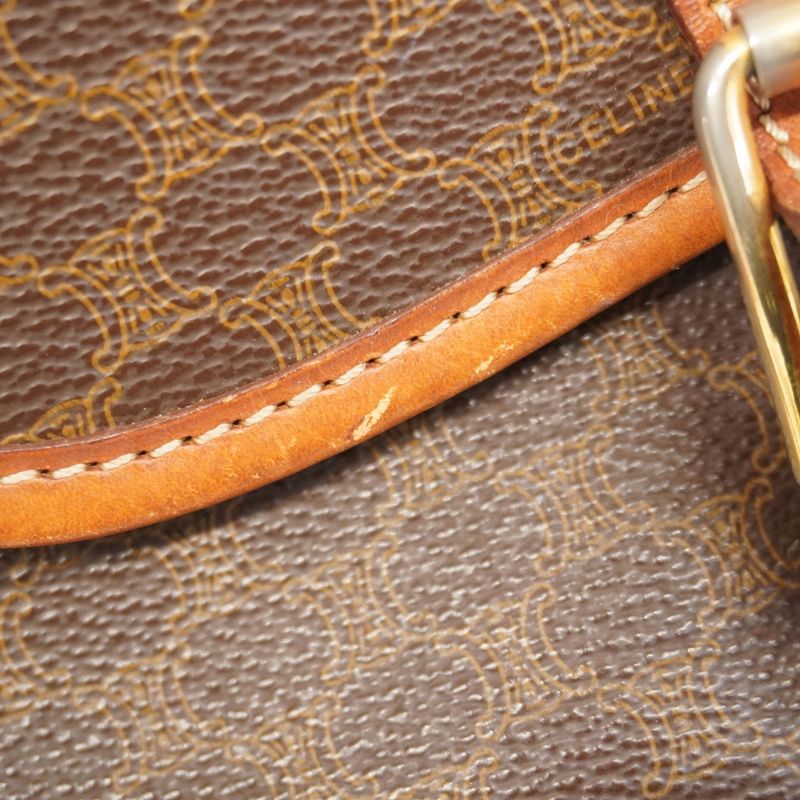 Celine Shoulder Bag Macadam PVC Brown Gold Hardware Women