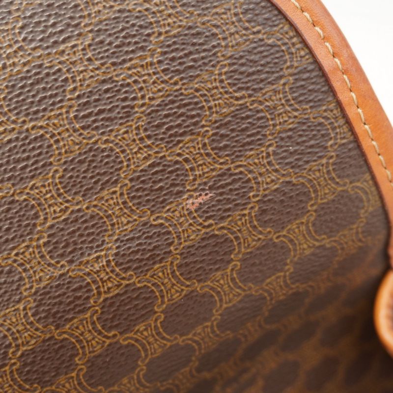 Celine Shoulder Bag Macadam PVC Brown Gold Hardware Women