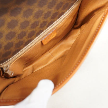 Celine Shoulder Bag Macadam PVC Brown Gold Hardware Women