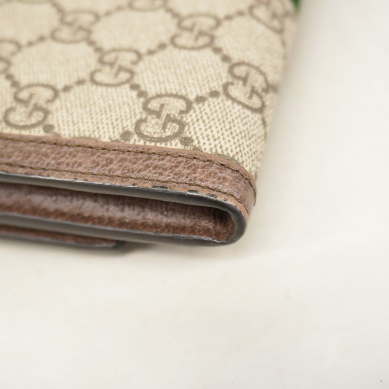 Gucci Long Wallet Ophidia 523153 PVC Brown Gold Hardware Women