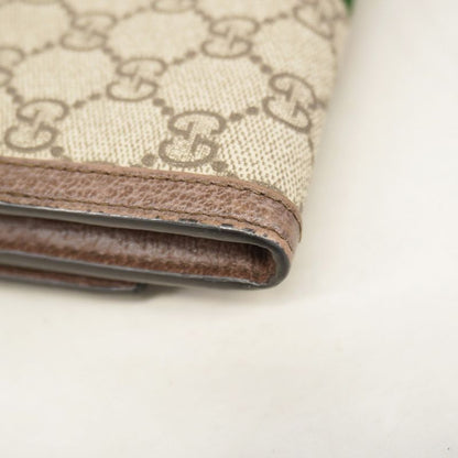 Gucci Long Wallet Ophidia 523153 PVC Brown Gold Hardware Women