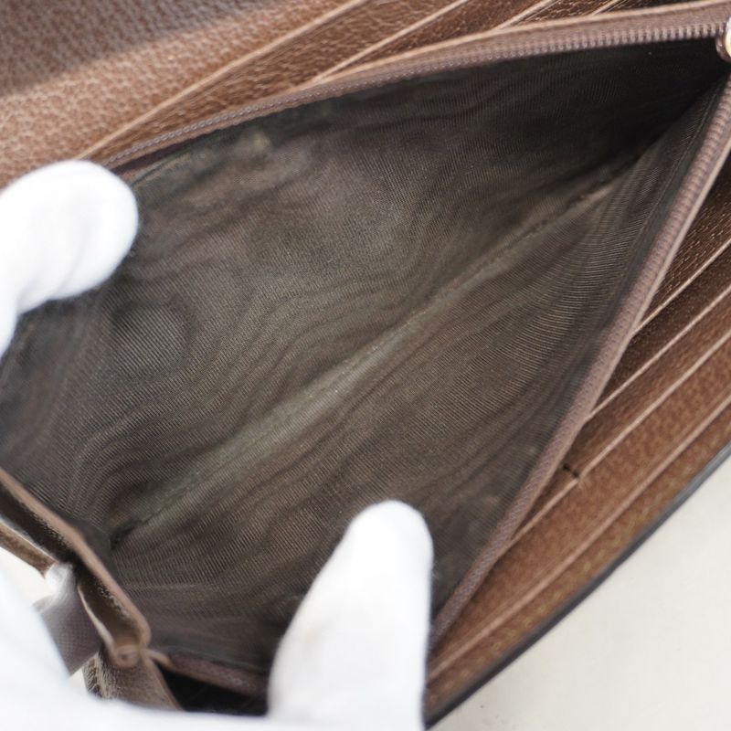 Gucci Long Wallet Ophidia 523153 PVC Brown Gold Hardware Women