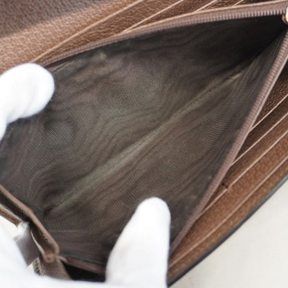 Gucci Long Wallet Ophidia 523153 PVC Brown Gold Hardware Women