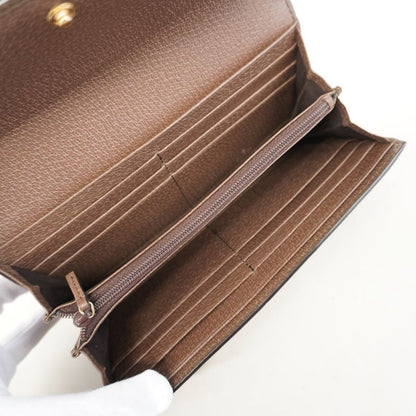 Gucci Long Wallet Ophidia 523153 PVC Brown Gold Hardware Women