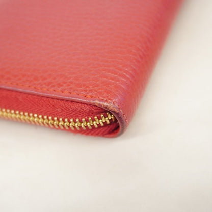 Gucci Long Wallet GG Marmont 456117 Leather Red Gold Hardware Women