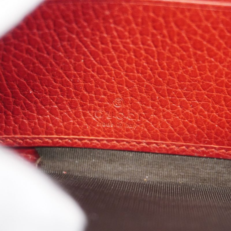Gucci Long Wallet GG Marmont 456117 Leather Red Gold Hardware Women