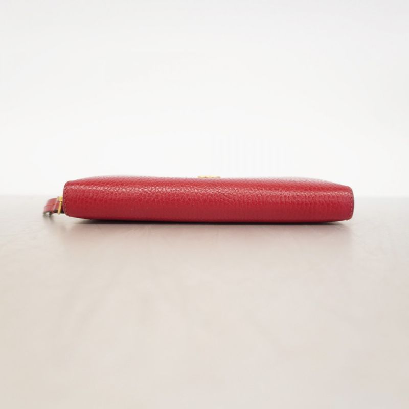 Gucci Long Wallet GG Marmont 456117 Leather Red Gold Hardware Women