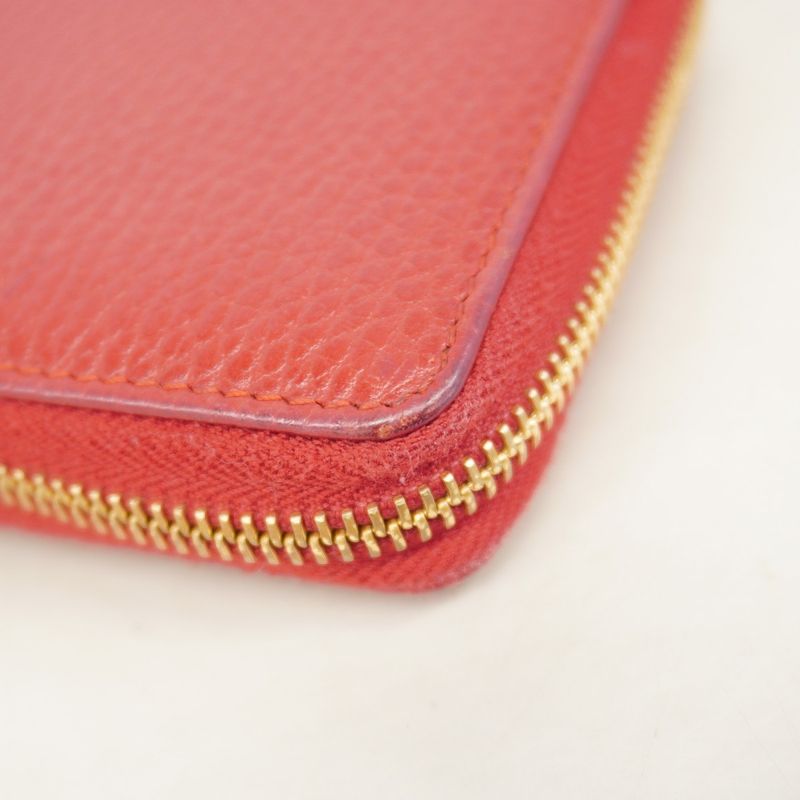 Gucci Long Wallet GG Marmont 456117 Leather Red Gold Hardware Women