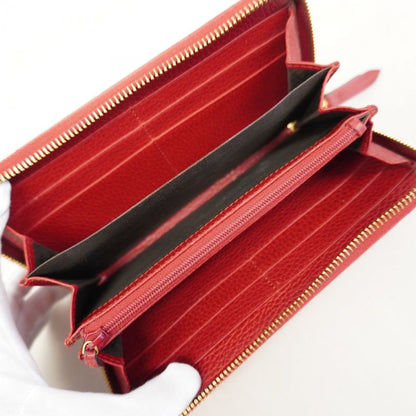 Gucci Long Wallet GG Marmont 456117 Leather Red Gold Hardware Women