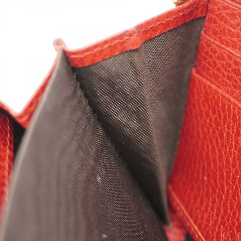 Gucci Long Wallet GG Marmont 456117 Leather Red Gold Hardware Women