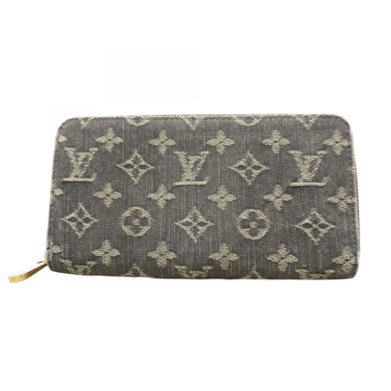 Louis Vuitton Monogram Denim Zippy Wallet M95614 Noir Black Women