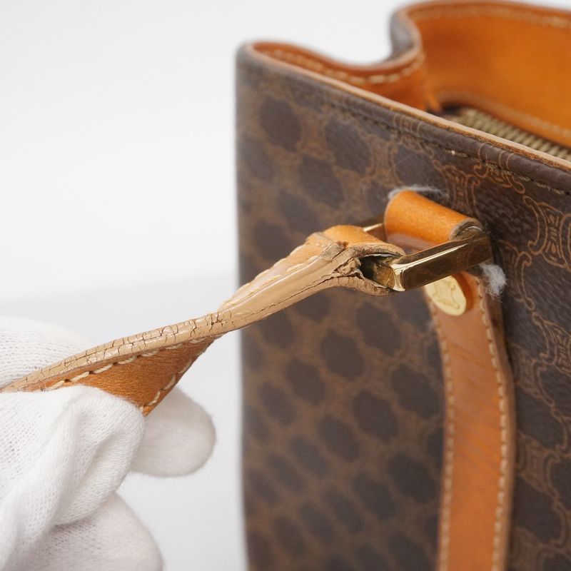 Celine Handbag Macadam PVC Brown Gold Hardware Women