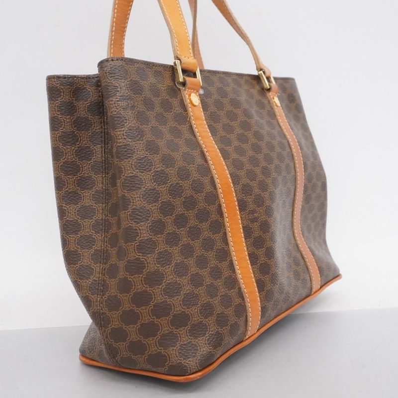 Celine Handbag Macadam PVC Brown Gold Hardware Women