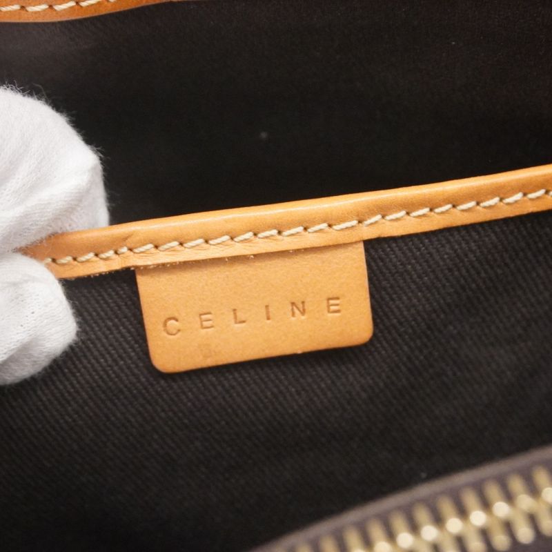 Celine Handbag Macadam PVC Brown Gold Hardware Women