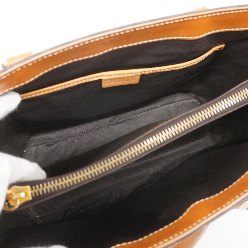 Celine Handbag Macadam PVC Brown Gold Hardware Women