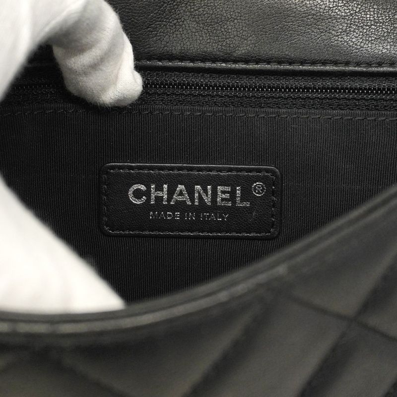 Chanel Shoulder Bag Matelasse Lambskin Black Multicolor Silver Hardware Women