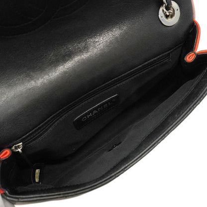 Chanel Shoulder Bag Matelasse Lambskin Black Multicolor Silver Hardware Women