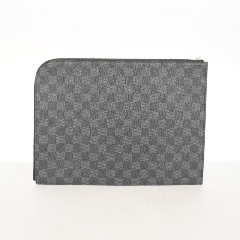 Louis Vuitton Damier Graphite Pochette Jules GM N64437 Black Men's Clutch Bag