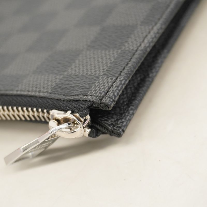 Louis Vuitton Damier Graphite Pochette Jules GM N64437 Black Men's Clutch Bag