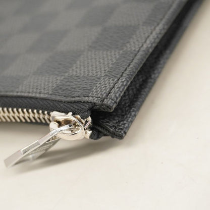 Louis Vuitton Damier Graphite Pochette Jules GM N64437 Black Men's Clutch Bag