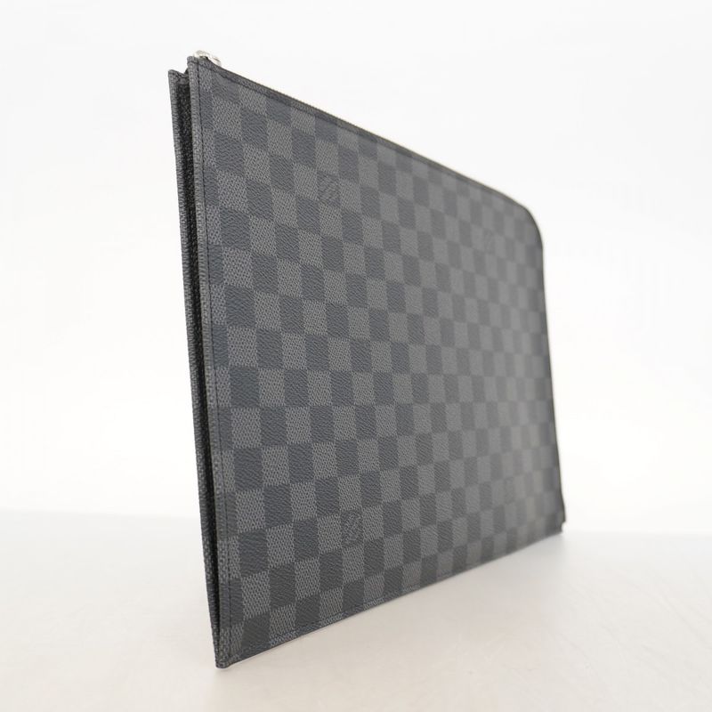 Louis Vuitton Damier Graphite Pochette Jules GM N64437 Black Men's Clutch Bag