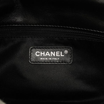 Chanel Shoulder Bag Matelasse Coated Nylon Black Silver Hardware Women