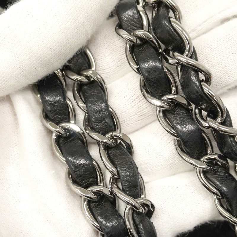 Chanel Shoulder Bag Matelasse Coated Nylon Black Silver Hardware Women