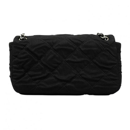 Chanel Shoulder Bag Matelasse Coated Nylon Black Silver Hardware Women
